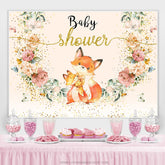 Lofaris Glitter Floral Fox Mom Baby Shower Party Backdrop
